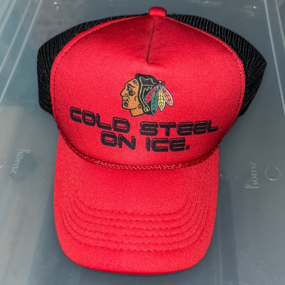 Cold Steel On Ice Vintage Mesh Trucker Chicago Blackhawks Budweiser Light Hat